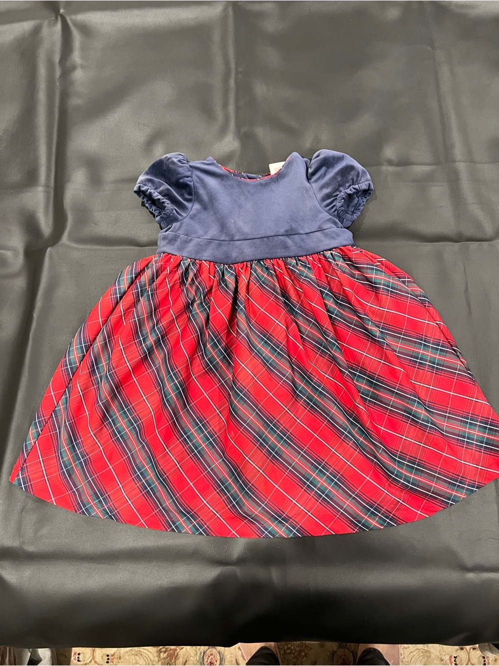 Max Studio Navy Bodice Red Plaid Holiday Dress